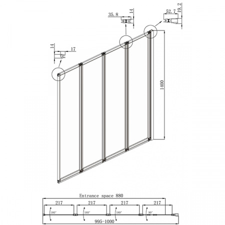 Шторка для ванны Ambassador Bath Screens 1604111R 100 см