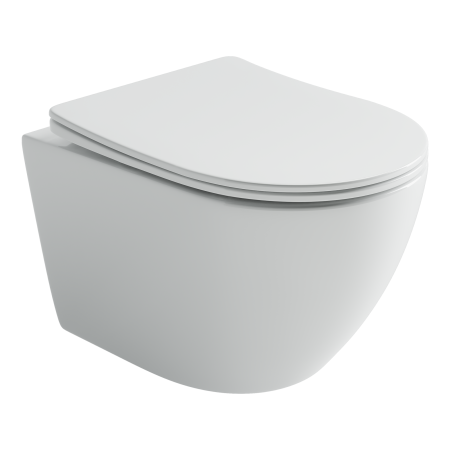 Подвесной унитаз Ceramicanova UNO безободковый, смыв Торнадо, с крепежом для полностью скрытого монтажа, ультратонким сидением с функцией быстрого снятия и крышкой с функцией плавного закрытия, цвет белый CN11001T