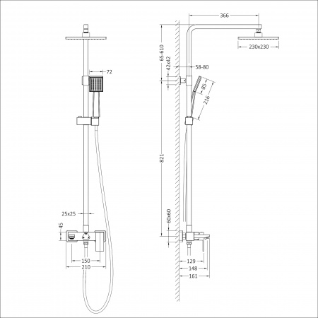 Душевая система Timo Selene SX-1030/03 черный