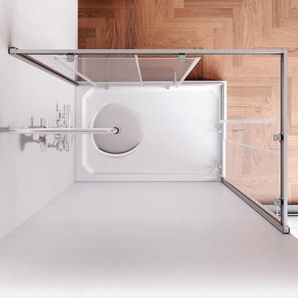 W90G-404-120280-MT Gem Twin Slide 120x80. Душевое ограждение AM.PM,120x80, профиль мат хром, стекло прозрачное