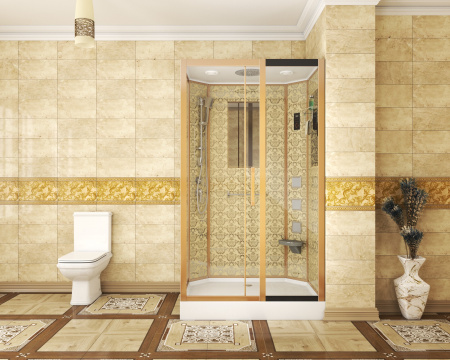 Душевая кабина Niagara Luxe NG-7711GR (90x120х215) низкий поддон(15см),дверь раздвижная,стенки золото