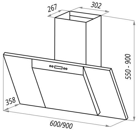 Кухонная вытяжка Maunfeld Gloria 60 (нержавеющая сталь/черное стекло)