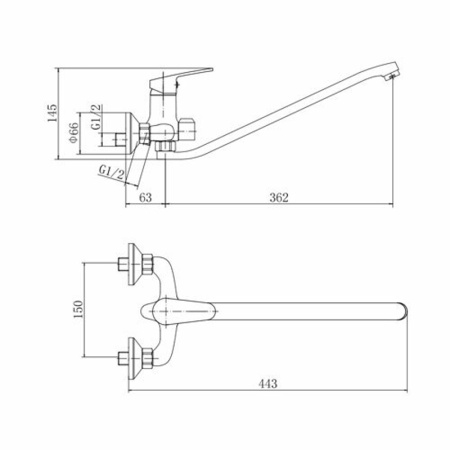 Смеситель для ванны FASHUN A2215, хром