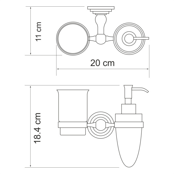 Держатель стакана и дозатора WasserKRAFT Ammer K-7089