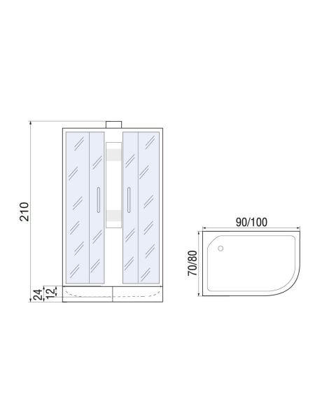 Душевая кабина River NARA 100/70/24 MT L 1000х700х2100мм
