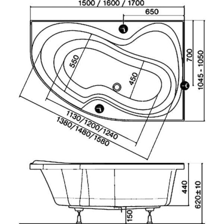 Ванна акриловая Ravak Rosa II 150x105 R