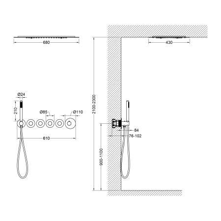 Встраиваемая душевая система с термостатом TIMO Saona SX-2319/03SM, черный