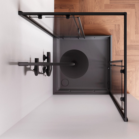 W90G-403-090BT Душевое ограждение AM.PM Gem Square Slide 90x90 стекло прозрачное, профиль черный матовый