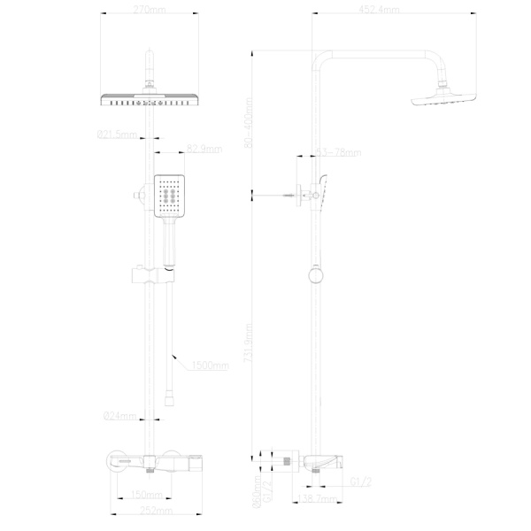 Душевая система WONZON & WOGHAND, Хром (WW-AE33110-CR)