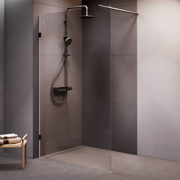 W94UWI-120-F1-BTE X-Joy Душевая перегородка AM.PM 120x195, стекло прозр. 8 мм + покрытие, фурнитура черный