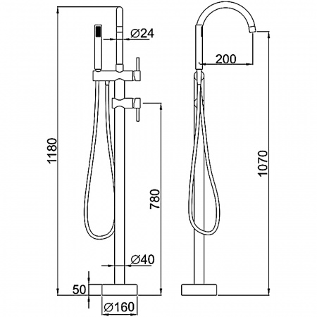 Напольный смеситель для ванны Gerhans K13219B