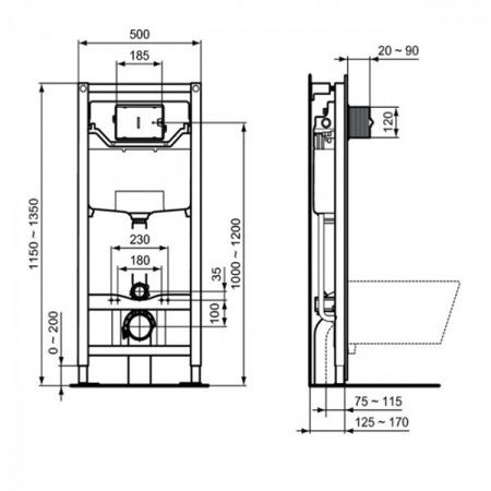 Комплект инсталляции и унитаза Ideal Standard Tesi AquaBlade T386801