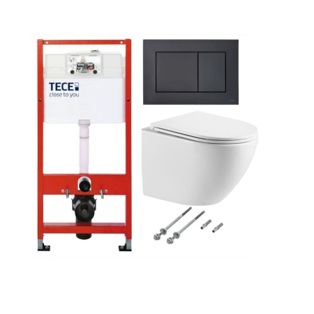 Комплект инсталляции TECEbase kit 9400414(9400407) c кнопкой и унитазом WeltWasser WW MERZBACH 043 GL-WT