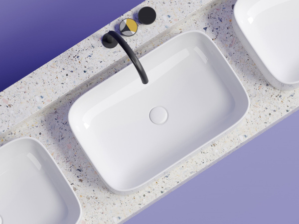 Умывальник чаша накладная прямоугольная Ceramicanova Element 605*380*150мм, белый, CN6053