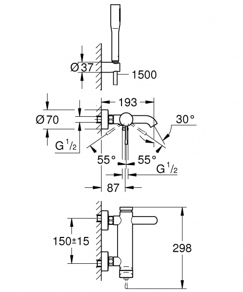 Смеситель для ванны, Grohe, 33628001