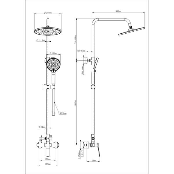 Душевая система WONZON & WOGHAND, Хром (WW-B3200-CR)