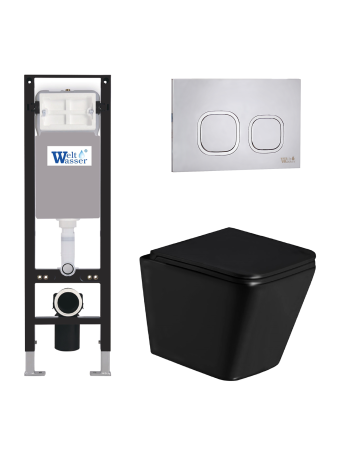Комплект инсталляции с унитазом Weltwasser AMBERG 350 + GELBACH 043 GL-BL + AMBERG RD-MT CR