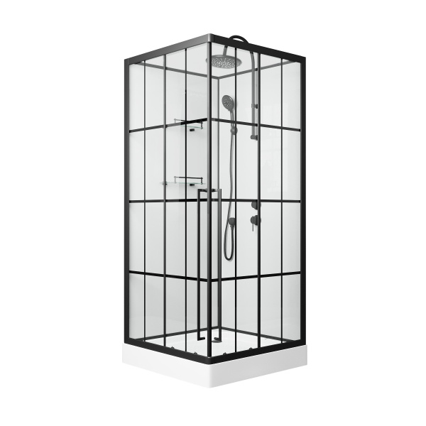 Душевая кабина Niagara Standart ST90/15QR/KL/BKT (90х90х225) низкий поддон(15см),черный,стекло прозрачное