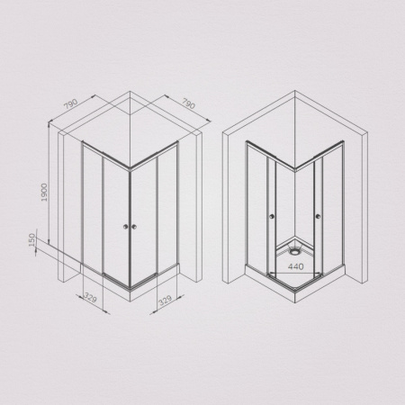 W94G-403-8080-MT1K X-joy Душевое ограждение AM.PM квадратное,раздвиж.двери 80x80 хром мат