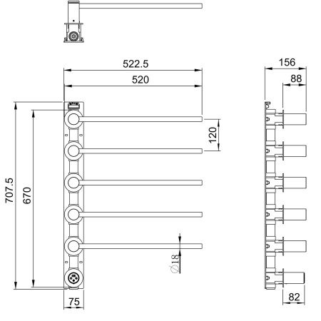 Полотенцесушитель электрический встраиваемый WONZON & WOGHAND, Брашированное золото (WW-A355-BG)