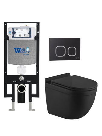 Комплект инсталляции с унитазом Weltwasser AMBERG 497 + HEIMBACH 043 MT-BL + AMBERG RD-BL