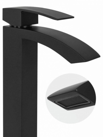 Cмеситель для раковины Высокий Hansberge H2077 Черный матовый