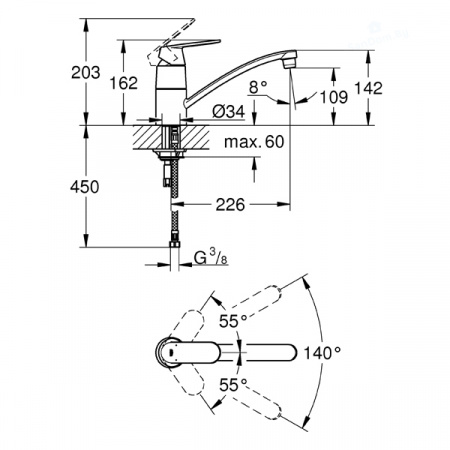 Смеситель для мойки Grohe Eurosmart Cosmopolitan 32842000