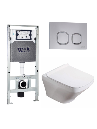 Комплект инсталляции с унитазом Weltwasser AMBERG 506 ST + HOFBACH 041 GL-WT + AMBERG RD-CR
