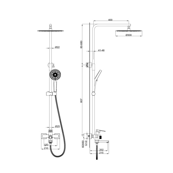 Душевая система WONZON & WOGHAND, Темный графит (WW-88739010-BGM)