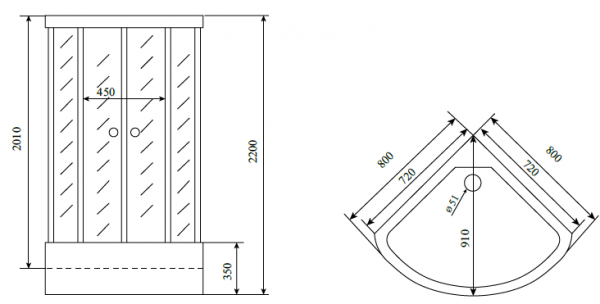 Душевая кабина Timo Standart T-1180 80x80x220