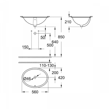 Умывальник Grohe 39423000 56x42