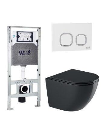 Комплект инсталляции с унитазом Weltwasser AMBERG 506 ST + MERZBACH 043 GL-BL + AMBERG RD-WT