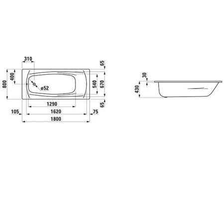 Стальная ванна Laufen Palladium 180x80 2251000000401