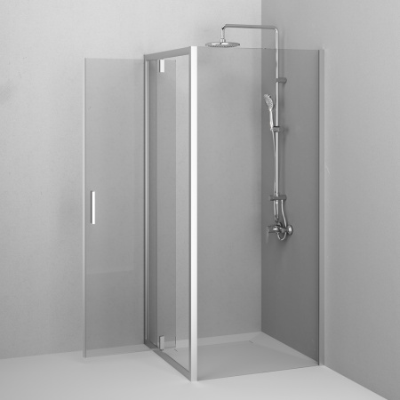 W90G-404-9090-MT Gem Душевое ограждение AM.PM квадрат, распашн дверь 90x90, мат хром, стекло прозрачное