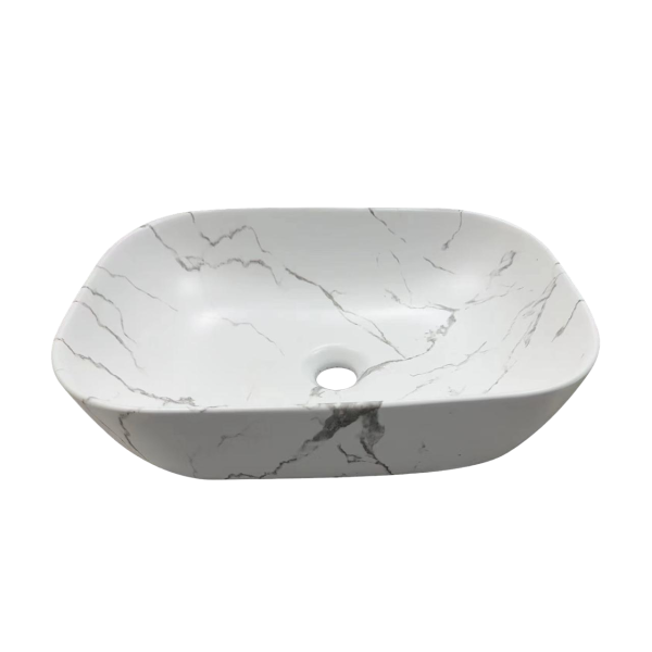 Раковина CR8217MMW накладная, мрамор матовый белый, прямоугольная 500х395х145 Ceruttispa