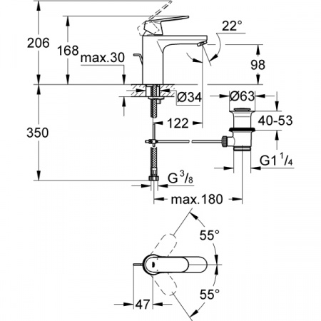 Смеситель для умывальника Grohe Eurosmart Cosmopolitan 23325000