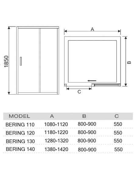 Душевая дверь River BERING 140 МТ