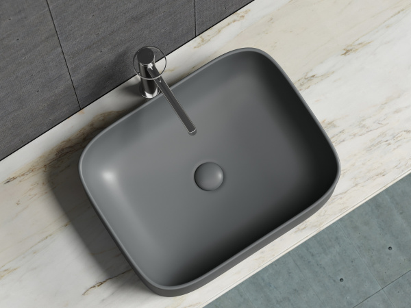 Умывальник чаша накладная прямоугольная Ceramicanova Element 505*380*150мм, темный антрацит матовый, CN6052MDH