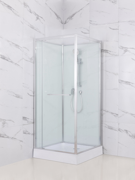 Душевая кабина AQUABATH ATLAS AB-1002S (прямоугольная, 90x90, хром, с поддоном, сифоном, без крыши)