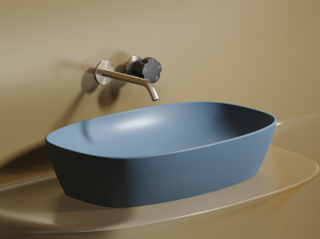 Умывальник чаша накладная овальная Ceramicanova Element 600*380*138мм, Голубой матовый, CN6049ML