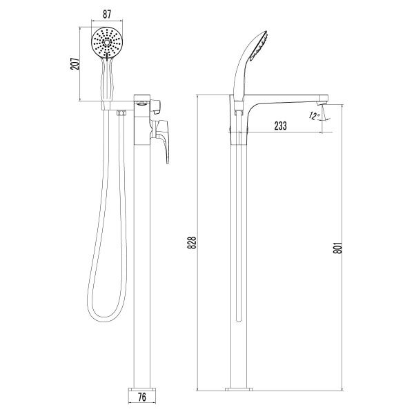 Смеситель Lemark Shift LM4344C для ванны, напольный