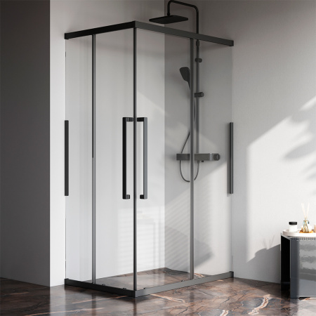 W84G-403-12080-BТ Душевое ограждение AM.PM Func Square Slide 120х80, черный, прозрачное
