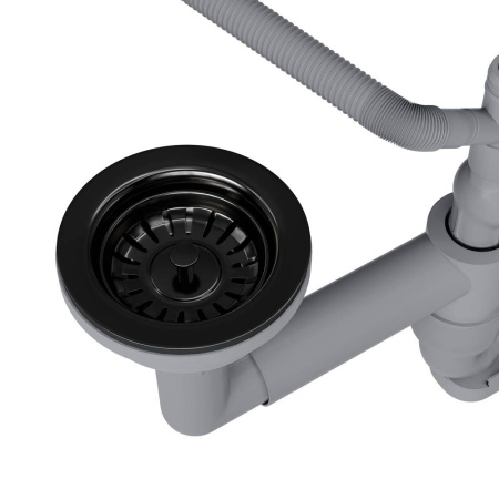 Сифон для одночашевой кухонной мойки с выпуском Reflexion Arno RX3001BL оружейная сталь