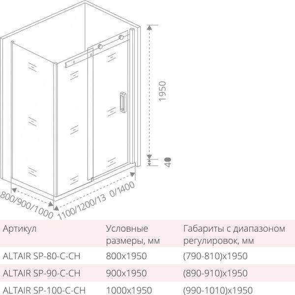 Душевое ограждение Good Door ALTAIR SP-80-C-CH