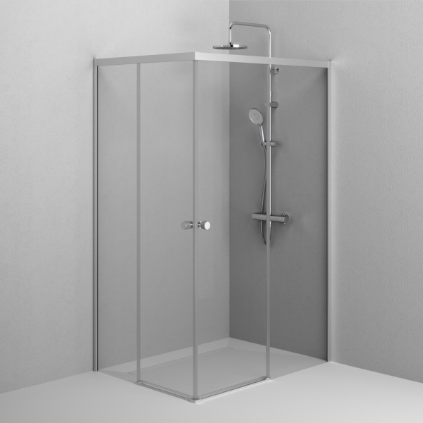 W94G-403-12090-MТ Душевое ограждение AM.PM X-Joy Square Slide 120х90, мат хром, прозрачное