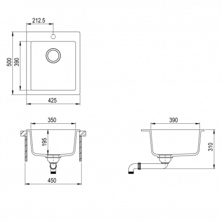 Кухонная мойка AquaSanita Simplex SQS 100 222 W graphite