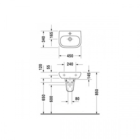 Раковина Duravit D-Code 07054500002 45*34*12 см