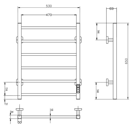 Полотенцесушитель электрический ROXEN Square 11050-5365B 530*650