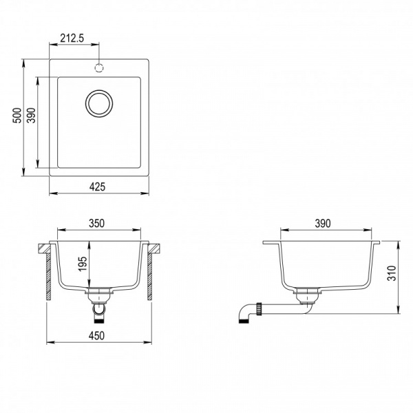 Кухонная мойка AquaSanita Simplex SQS 100 222 W graphite