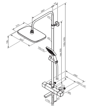 Душевая система AM.PM 953810300 Gala с термостатом